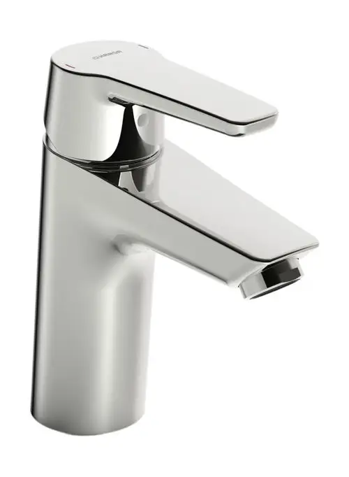 Einhebelmischer aus verchromtem Material mit einer klaren, minimalistischen Form. Die Bedienung erfolgt über einen oberen Hebel. Produkte von HANSA sind in der Sanitärtechnik verbreitet.